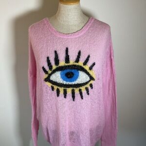 Size M Wildfox Pink Evil Eye Lightweight Sweater